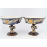 PAIR OF 19TH-CENTURY CHOISY LE ROI MAJOLICA TAZZA