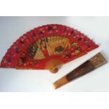 TWO SPANISH PANELLED SILK FANS