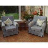 PAIR OF UPHOLSTERED ARMCHAIRS