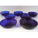 LOT OF 7 BRISTOL BLUE BOWLS