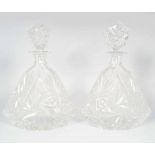 PAIR OF HEAVY CRYSTAL SHIP DECANTERS