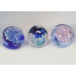 SET OF THREE CUT GLASS PAPERWEIGHTS