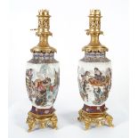 PAIR LARGE 19TH-CENTURY VASE STEMMED LAMPS