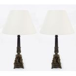 PAIR OF CORINTHIAN COLUMNED TABLE LAMPS