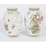 PAIR CHINESE QING POLYCHROME VASES