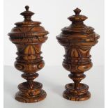 PAIR OF 19TH-CENTURY TIGERWOOD URNS