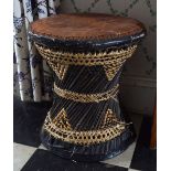 LARGE BASKET WEAVE STOOL