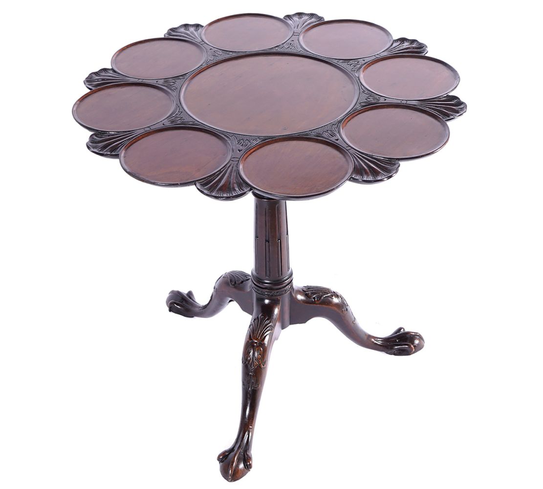 IRISH 18TH-CENTURY MAHOGANY SNAP TOP SILVER TABLE