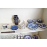 LOT OF BLUE AND WHITE PLATES