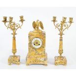 19TH-CENTURY SIENNA MARBLE CLOCK GARNITURE