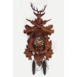 19TH-CENTURY BAVARIAN CARVED WOOD WALL CLOCK
