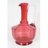 19TH-CENTURY CRANBERRY GLASS CLARET JUG