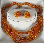 RUSSIAN AMBER NECKLACE AND EARRINGS