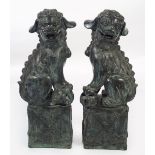PAIR OF LARGE CHINESE BRONZE FOO DOGS