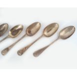 SIX SILVER DESSERT SPOONS