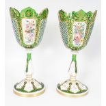 PAIR OF BOHEMIAN OVERLAY GLASS VASES