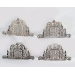 SET OF FOUR NOVEL SILVER NAPKIN HOLDERS