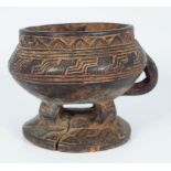 EARLY AFRICAN CARVED WOOD CEREMONIAL BOWL