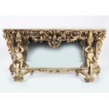 LARGE MOULDED CHERUB MOUNTED CONSOLE TABLE