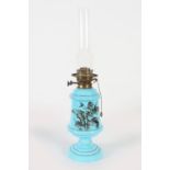 19TH-CENTURY BLUE GLASS OIL LAMP