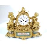 NINETEENTH-CENTURY ORMOLU AND SEVRES MANTLE CLOCK