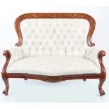 MAHOGANY FRAMED SETTEE