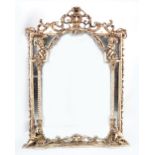 LARGE CHERUB MOUNTED OVERMANTLE MIRROR