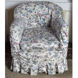 19TH-CENTURY UPHOLSTERED TUB ARMCHAIR