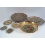 ORIENTAL SILVER PLATED AND BRASS TRAYS