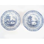 TWO 18TH -CENTURY BLUE AND WHITE PLATES