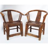 PAIR OF CHINESE QING HORSESHOE CHAIRS