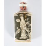 JAPANESE IVORY LACQUERED SNUFF BOTTLE