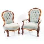 PAIR OF VICTORIAN WALNUT CHAIRS