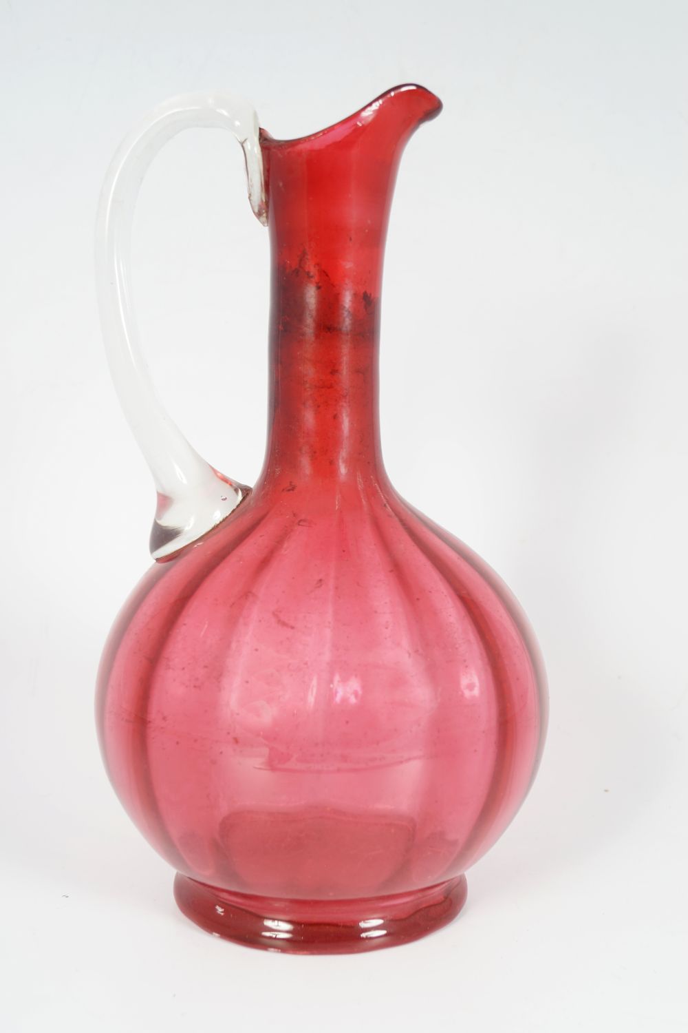 19TH-CENTURY CRANBERRY GLASS WINE EWER