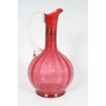 19TH-CENTURY CRANBERRY GLASS WINE EWER