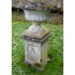 WEATHERED COMPOSITE STONE URN