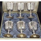 CASED SET OF SILVER-PLATED WINE GOBLETS