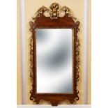 GEORGE II WALNUT AND PARCEL GILT MIRROR