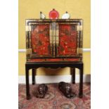 19TH-CENTURY JAPANED LACQUERED CABINET ON STAND