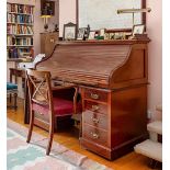 LARGE EDWARDIAN MAHOGANY ROLLTOP DESK