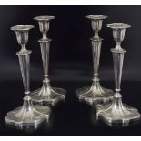 WITHDRAWN SET OF 4 ENGLISH SILVER CANDLESTICKS