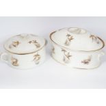 PAIR OF LOUIS LOURIOUX FRENCH PORCELAIN TUREENS
