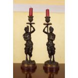 PAIR OF REGENCY BRONZE AND ORMOLU CANDLESTICKS