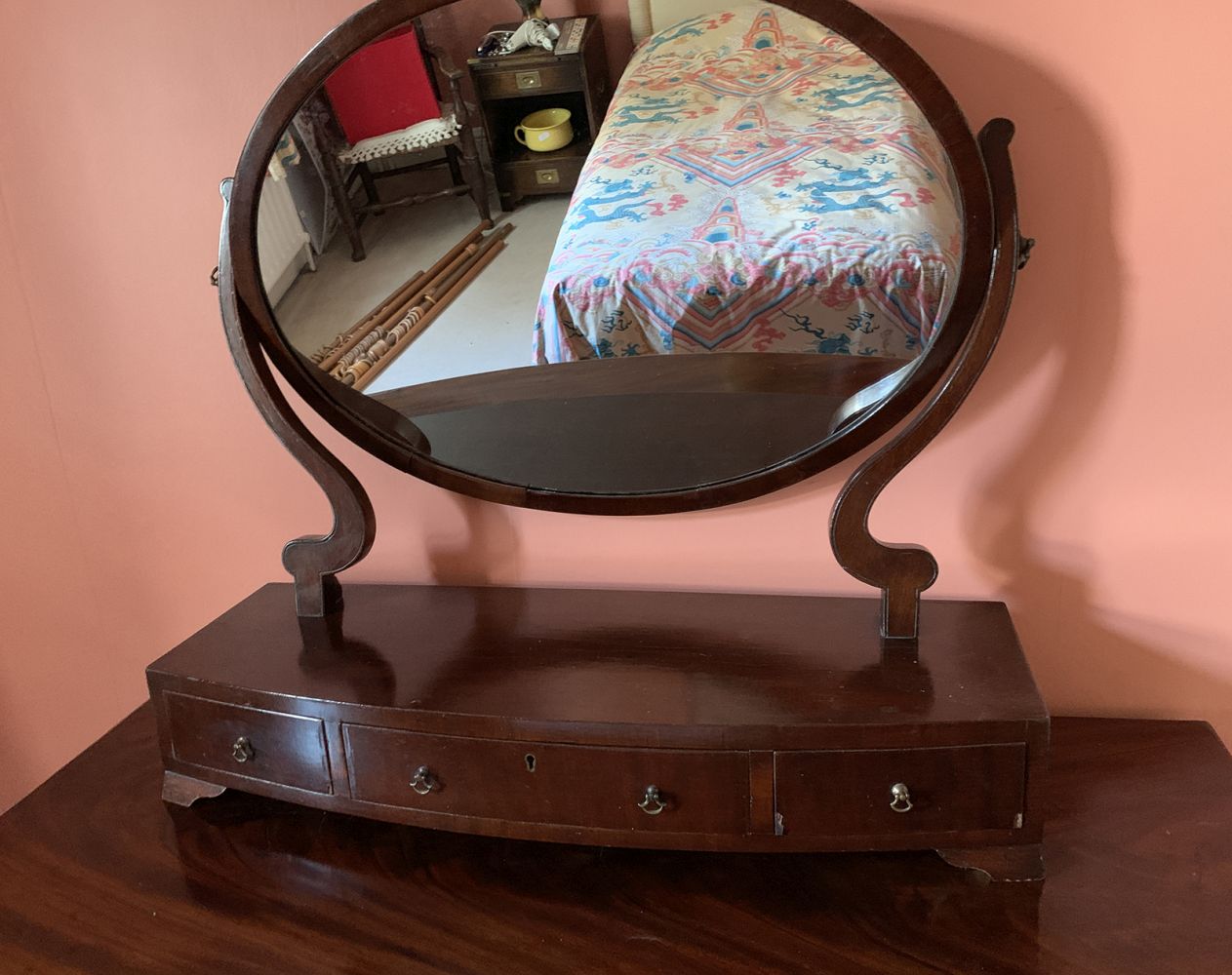 EDWARDIAN MAHOGANY CRUTCH MIRROR - Image 2 of 2