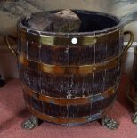 EDWARDIAN BRASS BOUND LOG BARREL