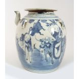 CHINESE QING BLUE AND WHITE TEAPOT