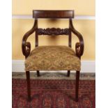 PAIR OF REGENCY PERIOD MAHOGANY LIBRARY CHAIRS