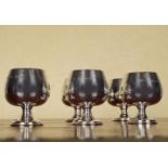 SET OF 6 SILVER BRANDY SNIFTERS