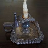 SMALL SHEFFIELD SILVERPLATED CHAMBER CANDLESTICK