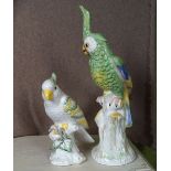 TWO ITALIAN CHINA PARROTS